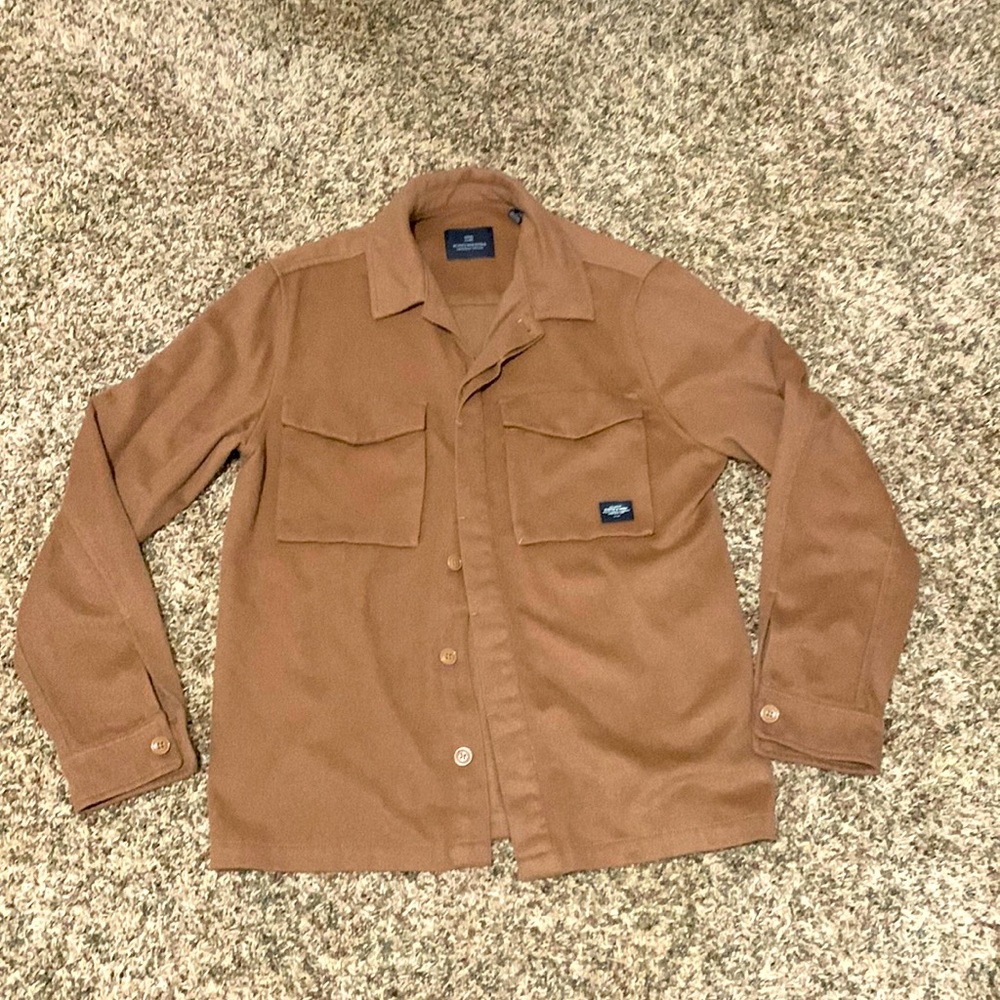 Mens Tan flannel button up shirt